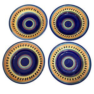 Handpainted Pier 1 Italian Swirl Earthenware Pasta Bowls 9.5" Set of 4 FLAWS